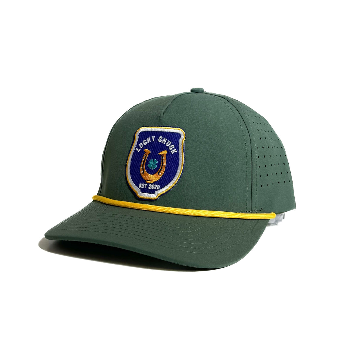 Lucky Gulf Polo Patch Performance Hat with Gold Rope