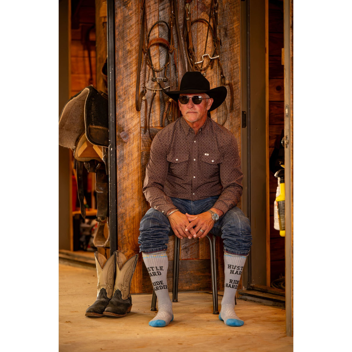 Bad Cowgirl Co. Hustle Hard, Ride Harder Performance Boot Socks